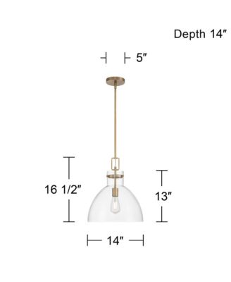 Possini Euro Hammon 14" Wide Aged Brass and Glass Pendant Light