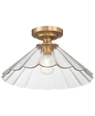 Possini Euro Vandross 15 3/4" Wide Warm Brass Cast Glass Ceiling Light