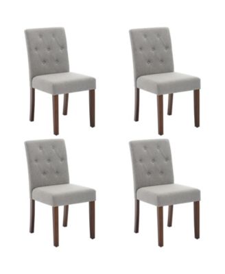 Set of 4 Button Tufted Parsons Dining Chairs, Upholstered Fabric Side Chairs with Solid Wood Legs