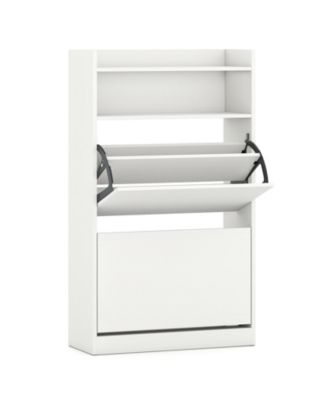 Shoe Storage Cabinet Hidden Shoe Rack with 2 Flip Drawers Adjustable and Removable Shelves