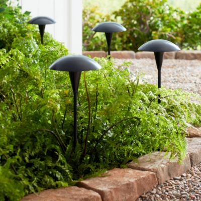 Grant High Mid Century Modern Outdoor Landscape Mushroom Path Lights Porch House Set of 2 LED Bulb Metal