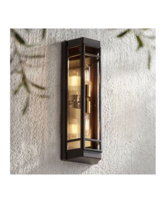Catie High Modern 2-Light Outdoor Wall Light Fixture Mount Porch House Sand Brass Finish Aluminum