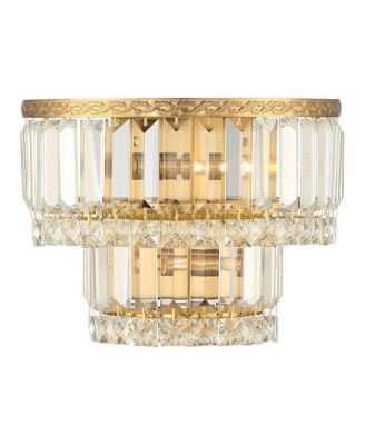 Modern Wall Light Sconces Gold Hardwired 10" 2-Light LED Fixture Clear Crystal for Bedroom Bathroom