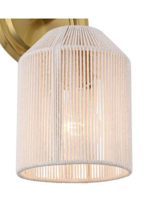 Jacob 11" High Modern Wall Sconce Light Lamp Fixture Mount Bathroom Bedroom Hardwired Natural Rope Shade