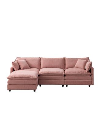 105" Modular Sectional Sofa, Soft Chenille Fabric Couch, 3 Seater Sofa with Flexible Movable Ottoman for Living Room