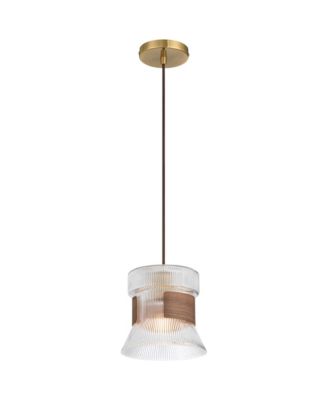 Possini Euro Carasco 7 1/2" Wide Wood and Gold Mini Pendant Light