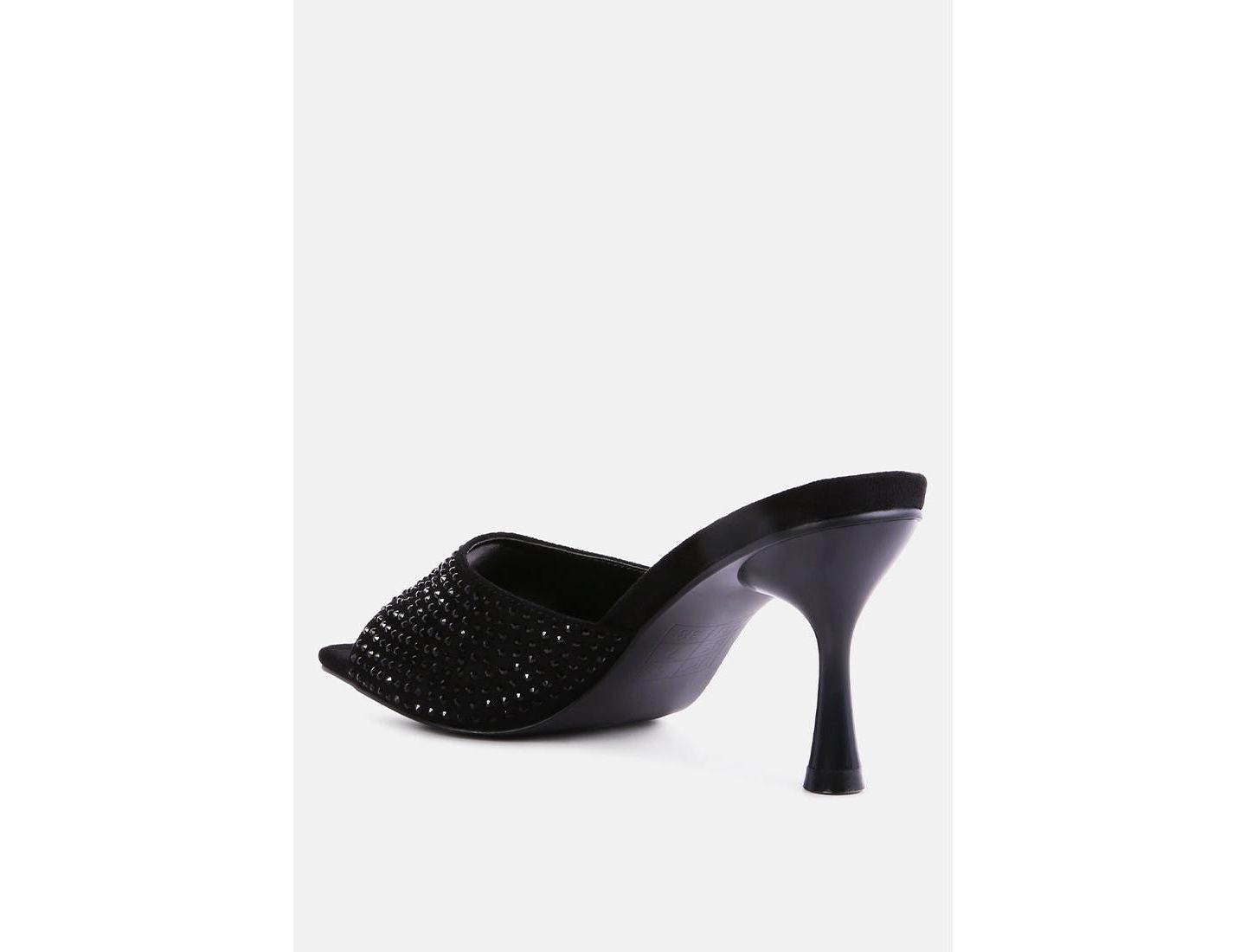 Женские сандалии London Rag Imprint Heat Set Diamante Slip On, цвет: Чёрный — фото 8