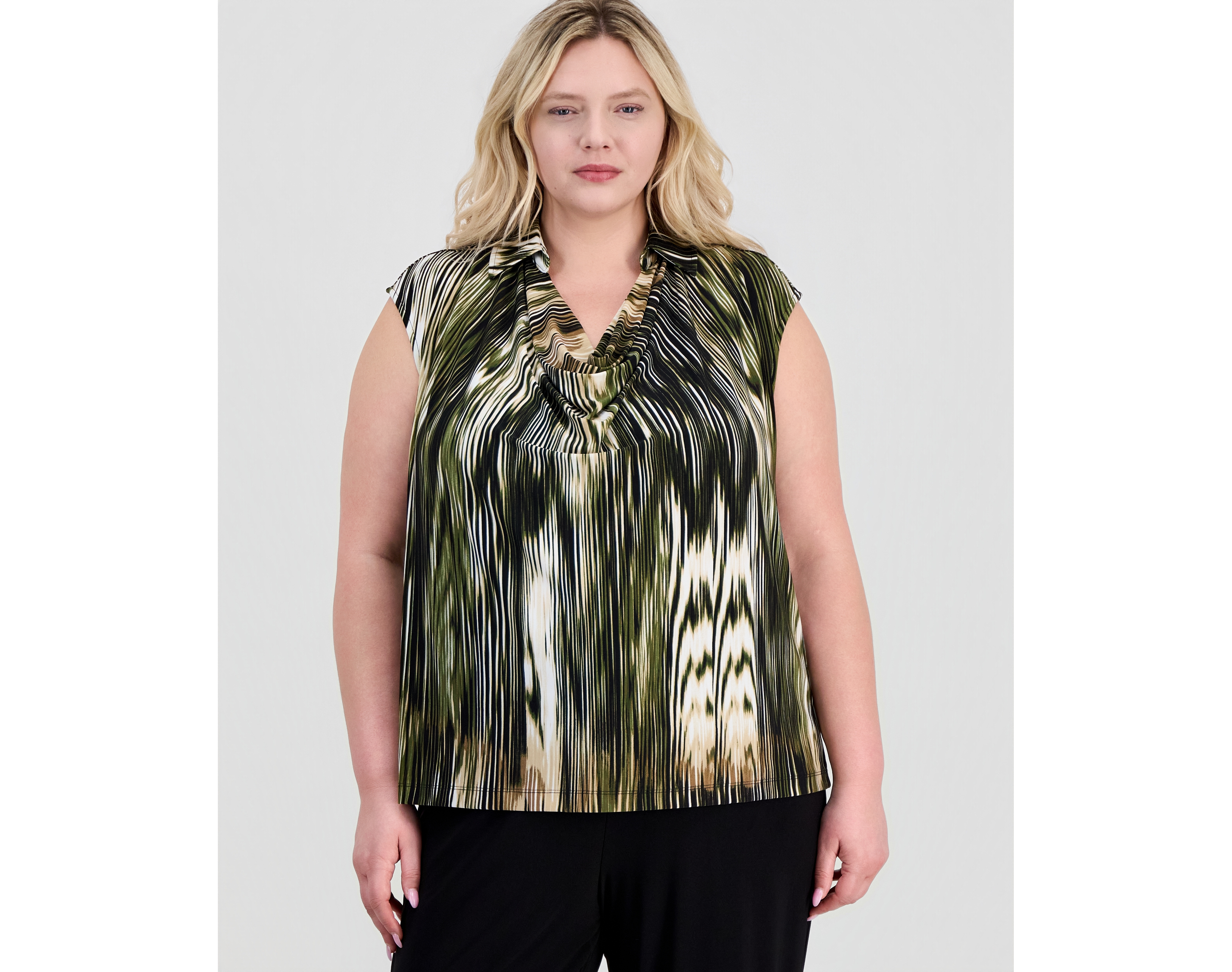 Anne Klein Plus Extended-Shoulder Cowlneck Blouse