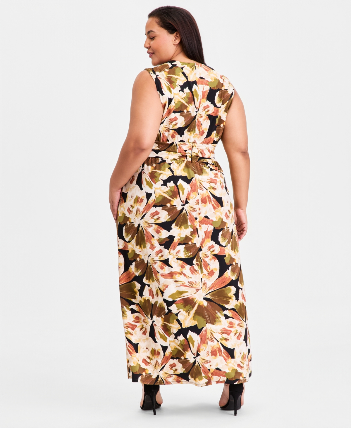 Anne Klein Plus V-Neck Twist-Front Maxi Dress