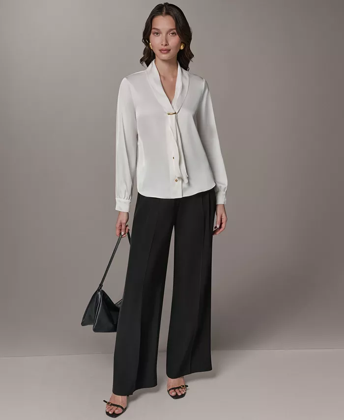 Petite Long-Sleeve V-Neck Pull-On Top - thumbnail 2