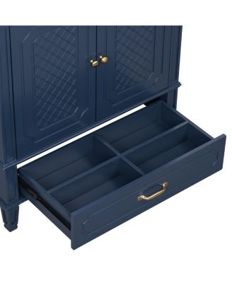 30 Inch Bathroom Vanity with Sink, Acacia Wood Freestanding Cabinet, Soft Closing Door, Ceramic Top, Drawer Storage