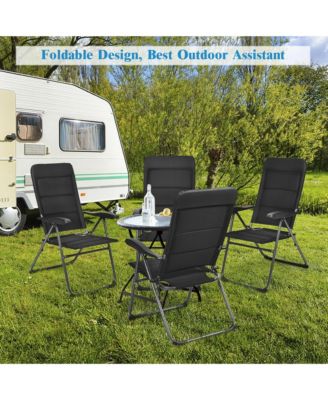 4PCS Patio Folding Chairs Back Adjustable Reclining Padded Garden Furniture