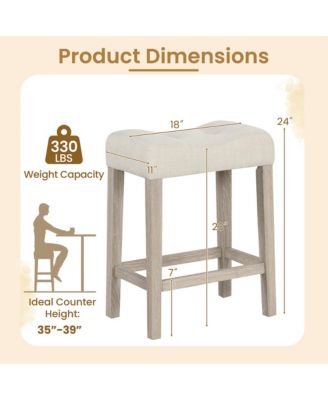 Bar Stools Set of 4 w/ Footrest Rubber Wood Frame for Kitchen Island