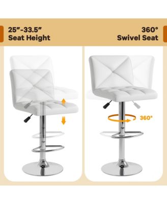 4 PCS Bar Stools PU Leather Swivel Bar Chairs Height Adjustable Upholstered Barstools