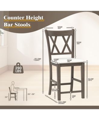 4PCS Bar Stools Counter Height Stools w/ Linen Fabric Upholstered Seat