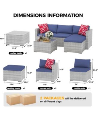 Patio Furniture Set, Outdoor Glass Table and Cushions with Rattan Wicker Chairs, Patio Furniture Set for Porch, Balcony, Backyard