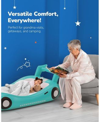 Inflatable Toddler Travel Bed with Side Rails, Portable Toddler Air Mattress for Camping and Travel, Hand Pump Included