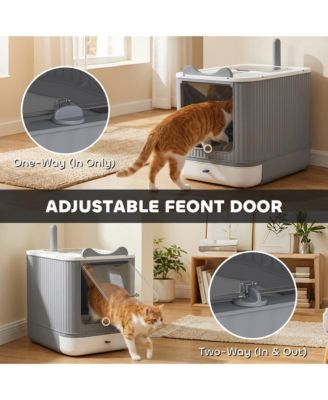 Cat Litter Box with Lid, Enclosed Litter Box for Medium Cats