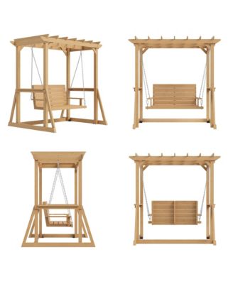 Solid Wood Pavilion Style Swing Chair, Garden Swing, Porch Swing