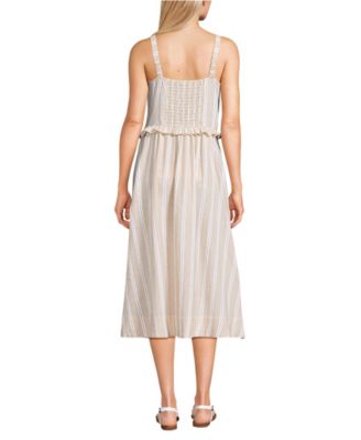 Women's Linen Blend Pintuck Tank Midi Dress