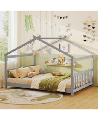 Full House Bed Montessori Floor Bed with Headboard