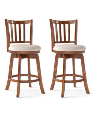 Swivel Counter Barstools Set of 2 w/Backrest and Upholstered Seat Footrest