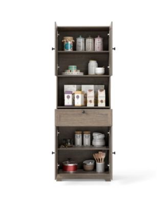 67.5-Inch-Tall Modern Freestanding Floor Storage Cabinet with 4 Doors and 1 Drawer