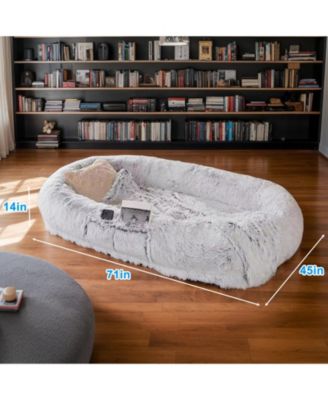 Zeus and Ruta Orthopedic Cat Bed with Washable Faux Fur for People and Pets