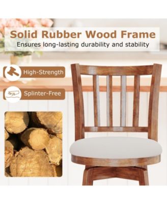 Swivel Counter Height Chairs Set of Two with Upholstered Seats