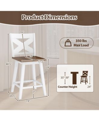 Rubberwood Swivel Bar Stools Set of Two with Backrest