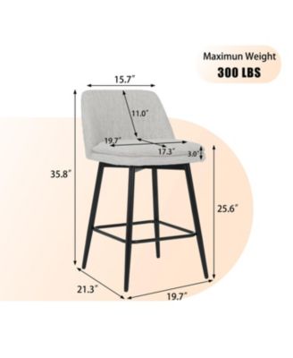 Set of 2 Counter Height Swivel Bar Stools, Swivel Barstools, 25.6" Seat Height Counter Stools