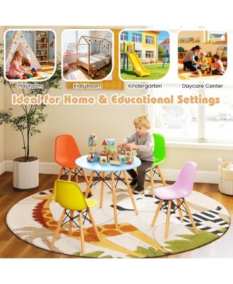 Five Piece Kids Colorful Table Set with Four Chairs