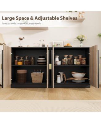 65" Buffet Sideboard Cabinet with Fluted Design And Arched Doors, Wood Console Table Vintage Coffee Bar Cabinet with Storage