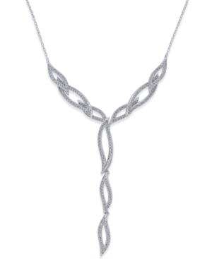 image of Eliot Danori Silver-Tone Pave Leaf Y-Neck Necklace, Created for Macy-s