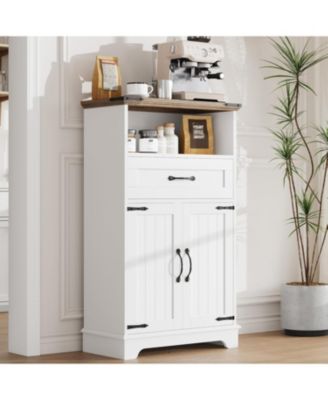 Farmhouse Storage Cabinet with Doors and Drawers, Freestanding