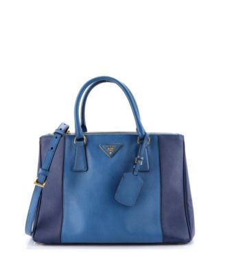 Medium Bicolor Double Zip Lux Tote Saffiano Leather