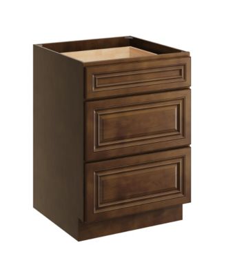 24" 3-Drawer Base Cabinet with Full Overlay HDF Drawer Fronts and Dovetail Drawers