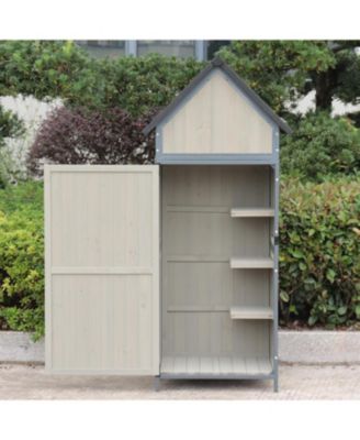 Outdoor Sheds Storage, Vertical Storage Sheds, Wooden Sheds with Metal Frame, Large Capacity Storage, Box for Backyard Garden