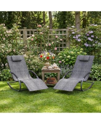 Outdoor Lounge Chair, Adjustable Patio Chaise Lounge with Pillow 2 PCS, All-Weather Steel Frame and Breathable Mesh
