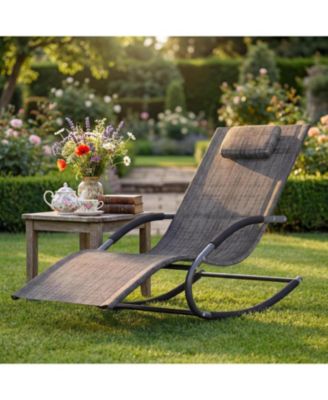  Adjustable Patio Chaise Lounge with Pillow, All-Weather Steel Frame and Breathable Mesh, Pool Lounge Chairs for Patio