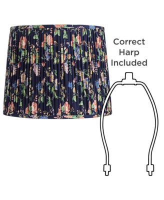 Sally 13" Top x 15" Bottom x 12" High x 12" Slant Print Lamp Shade Replacement Pleated Rose Floral Spider Harp Finial