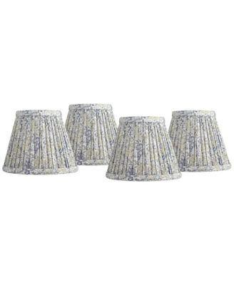 Nelle 3 1/2" Top x 6" Bottom x 5" High x 5" Slant Print Lamp Shade Replacement Set of 4 Pleated Clip On Candelabra