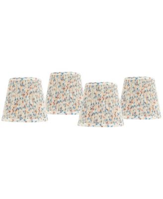 4" Top x 6" Bottom x 5 1/2" High x 5 1/2" Slant Print Lamp Shade Replacement Set of 4 Pleated Clip On