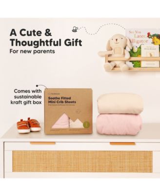 Mini Crib Sheets for Baby Girls, Boys, 2-Pack Soothe Pack and Play Sheets Fitted, Pack N Play Mattress Sheet