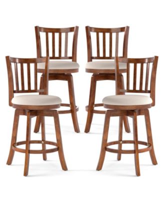 25'' Swivel Counter Barstools Set of 4 w/Backrest and Upholstered Seat Footrest