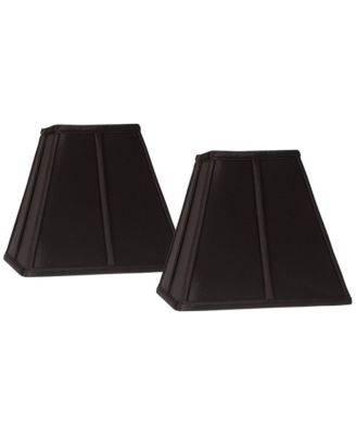 Collection Set of 2 Square Lamp Shades Bavarian Small 5.25" Top x 10" Bottom x 9.5 Slant Spider Replacement Harp and Finial Fitting