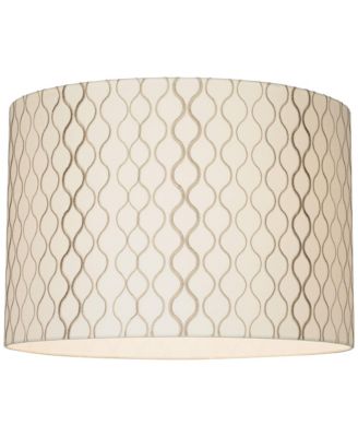 Set of 2 Drum Lamp Shades Embroidered Medium 16" Top x 16" Bottom x 11" High Spider Harp and Finial Fitting