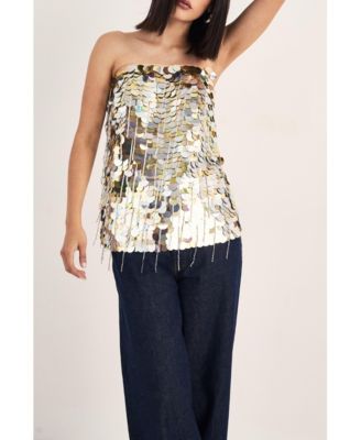 Women's Disc Tassel Bandeau Top