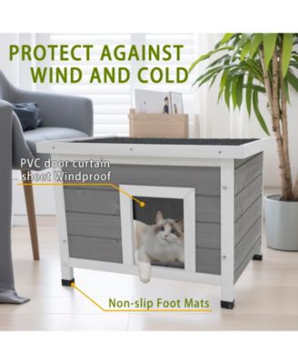 Waterproof Cat House Outdoor Indoor Feral Kitty Shelter with Asphalt Roof for Small Pets