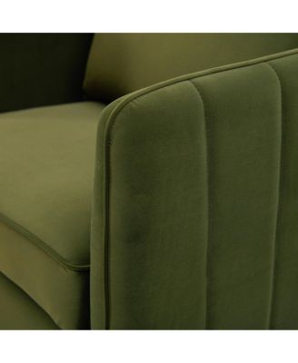 Accent Chair for Living Room Velvet Comfy Single Sofa Chair Mid Century Armchair with Pillow Metal Legs